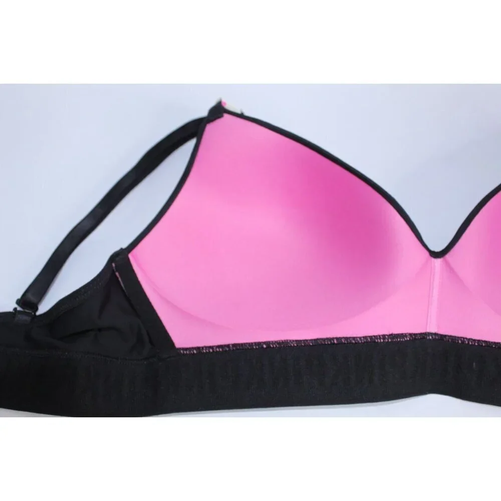 Pink By Victoria Secret 34 C Pink Black Solid‎ Lightly Padded Unwired NWT